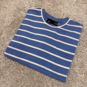 90s Vintage Lizsport T-Shirt | Blue/White Striped | Medium